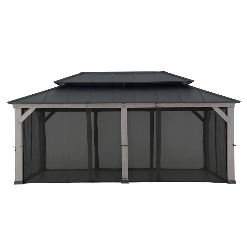Wood Gazebo, Outdoor Patio Steel Hardtop Gazebo, Cedar Framed Wooden Gazebo. Picture 9
