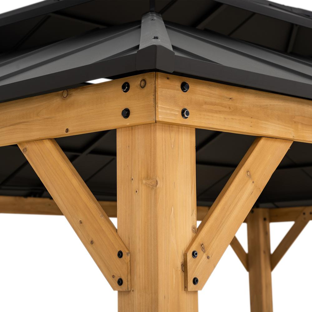 Sunjoy 12x16 ft. Wood Outdoor Patio Steel Hardtop Gazebo. Picture 11