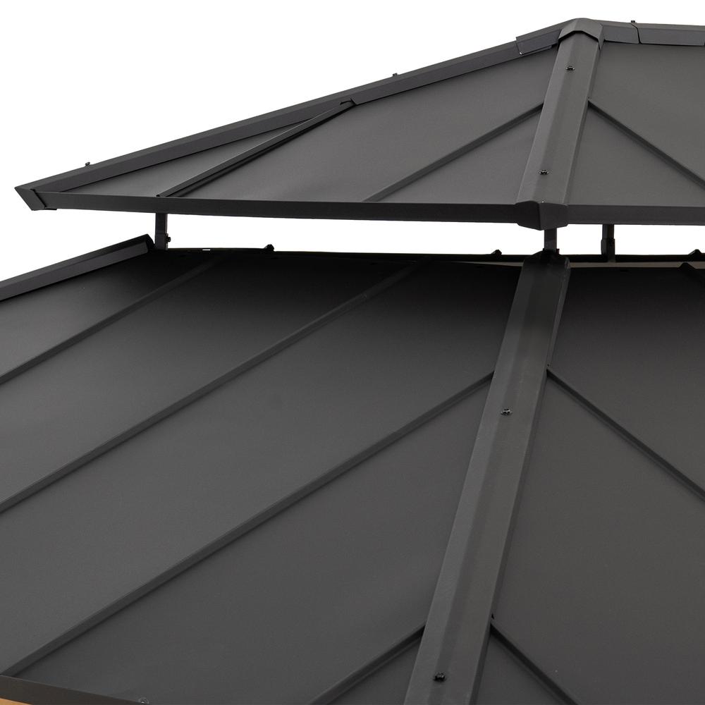 Sunjoy 12x16 ft. Wood Outdoor Patio Steel Hardtop Gazebo. Picture 16