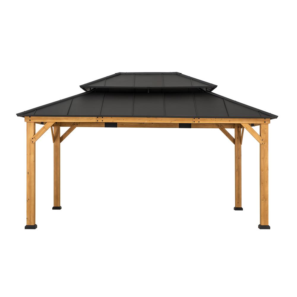 Sunjoy 12x16 ft. Wood Outdoor Patio Steel Hardtop Gazebo. Picture 19