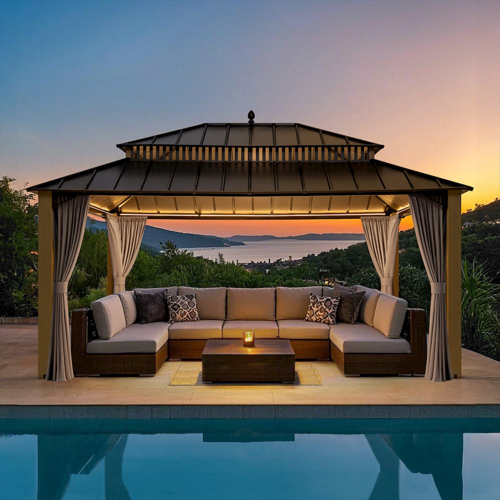 16 ft. x 12 ft. Kingston Extra-Tall, Wide Hardtop Wood Gazebo. Picture 2