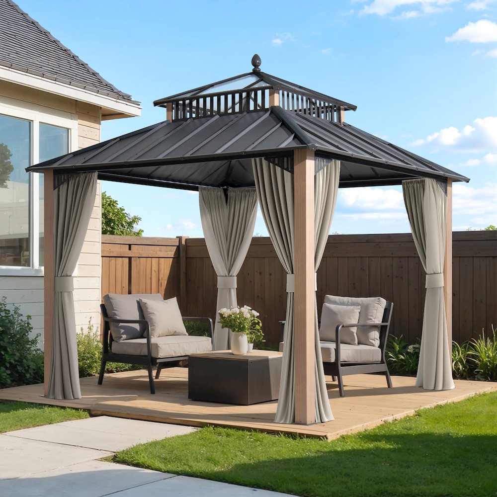 10 ft x 10 ft Hardtop Gazebo, Steel & Polycarbonate Roof - Extra-Tall. Picture 2