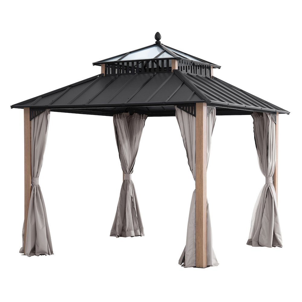 10 ft x 10 ft Hardtop Gazebo, Steel & Polycarbonate Roof - Extra-Tall. Picture 1