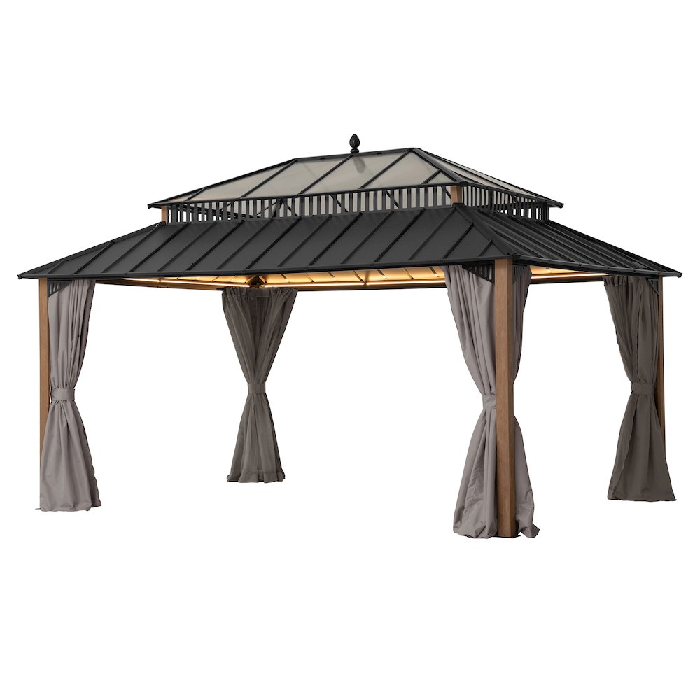 16 ft x 12 ft Hardtop Gazebo, Steel & Polycarbonate Roof - Extra-Tall. Picture 1