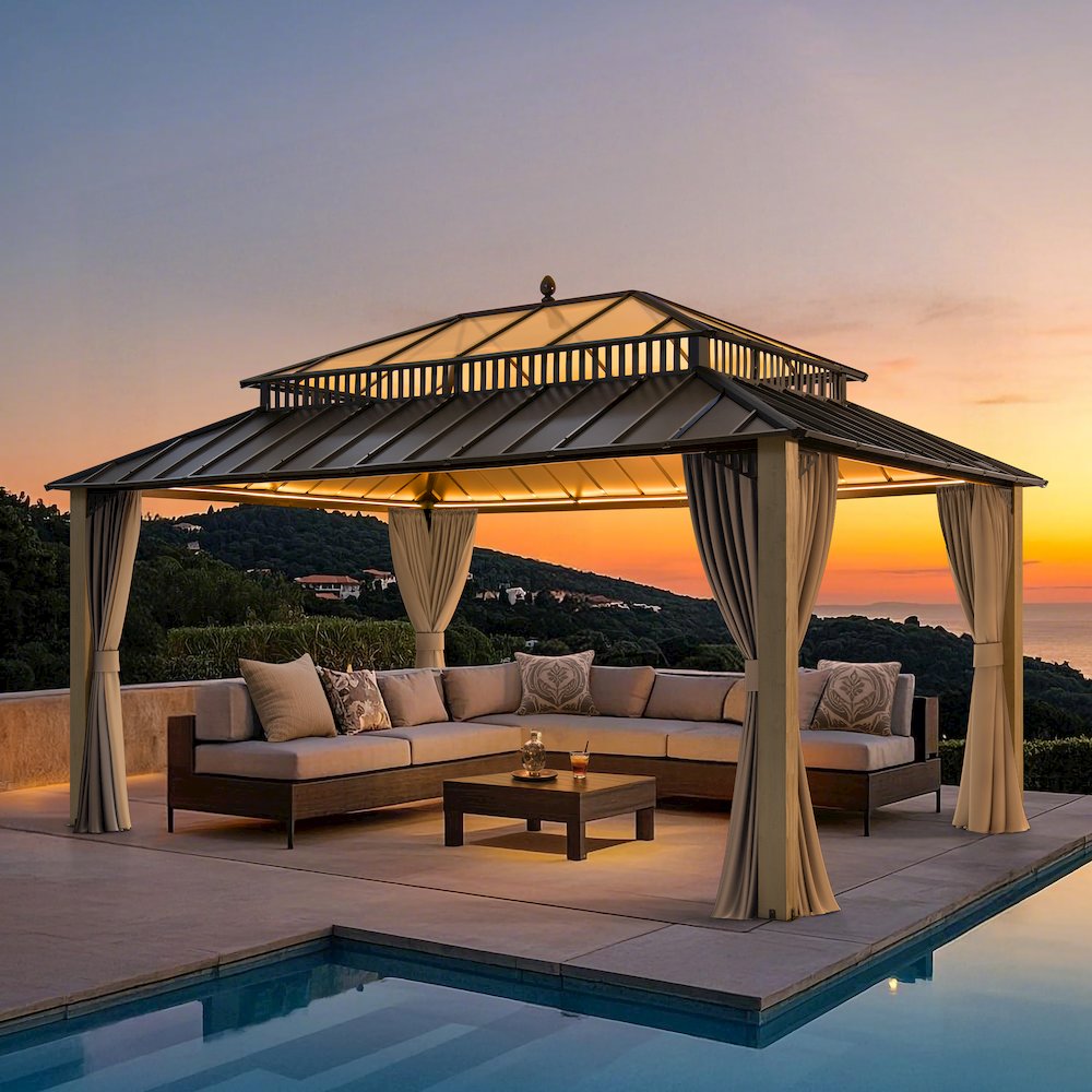 16 ft. x 12 ft. Kingston Extra-Tall, Wide Hardtop Wood Gazebo. Picture 2