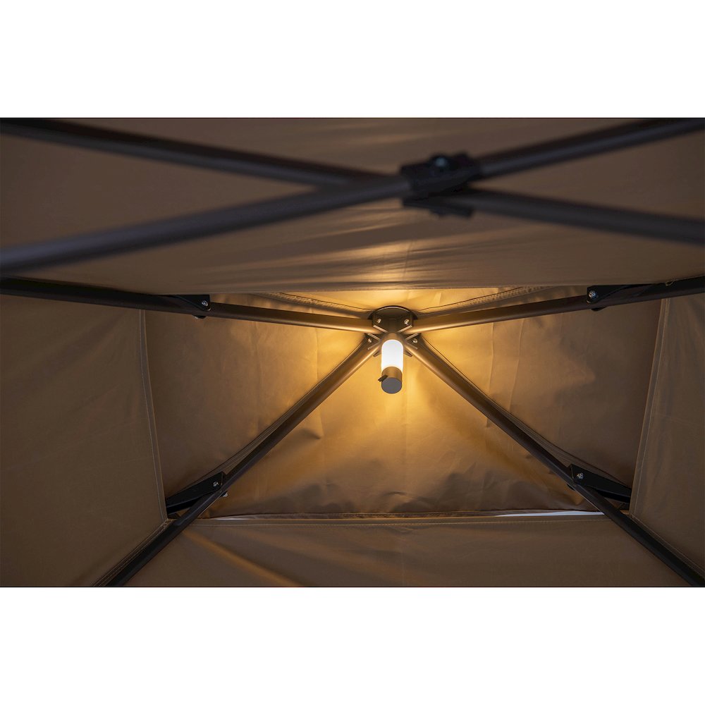 8x5 ftPop up Grill Gazebo with Magnetic LED Light and Carrying Bag, Brown. Picture 2