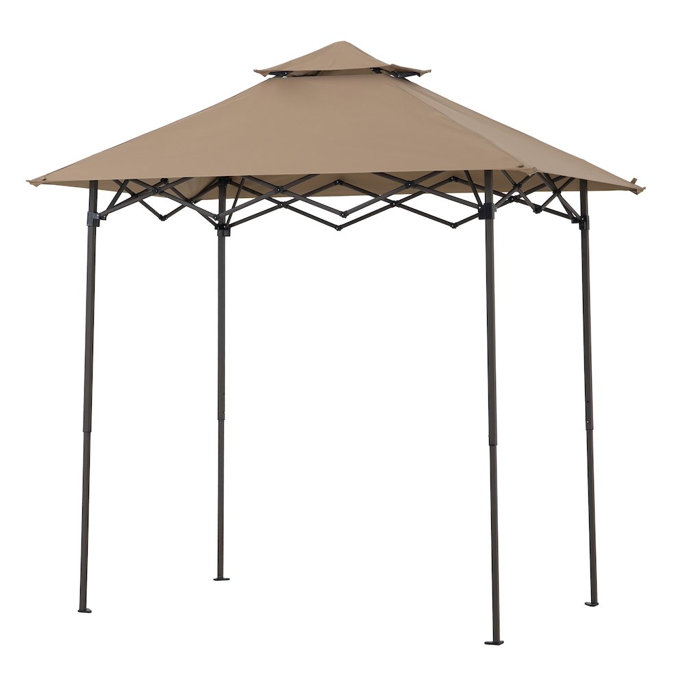 8x5 ftPop up Grill Gazebo with Magnetic LED Light and Carrying Bag, Brown. Picture 1