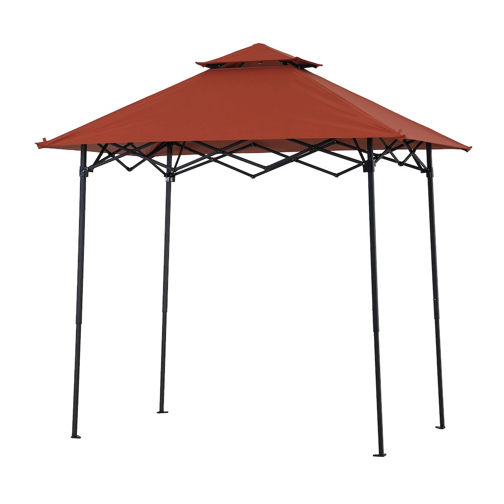 8x5 ftPop up Grill Gazebo with Magnetic LED Light and Carrying Bag, Red. Picture 1