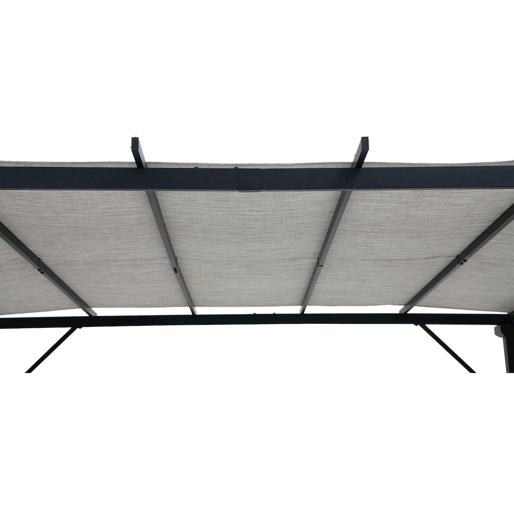 9 ft. x 9 ft. Black Steel Classic Pergola with Adjustable Tan Sling Shade. Picture 5