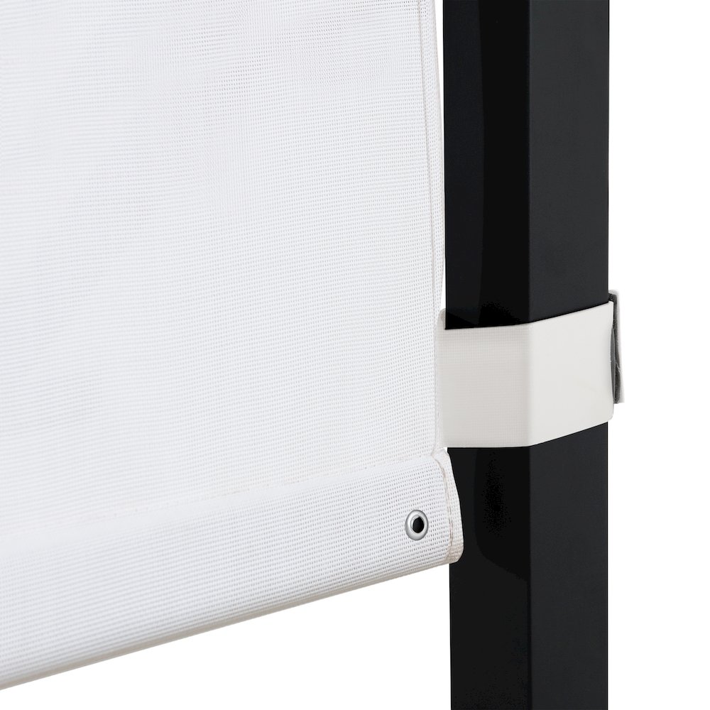 9 ft. x 9 ft. Black Steel Classic Pergola with Adjustable White Sling Shade. Picture 7