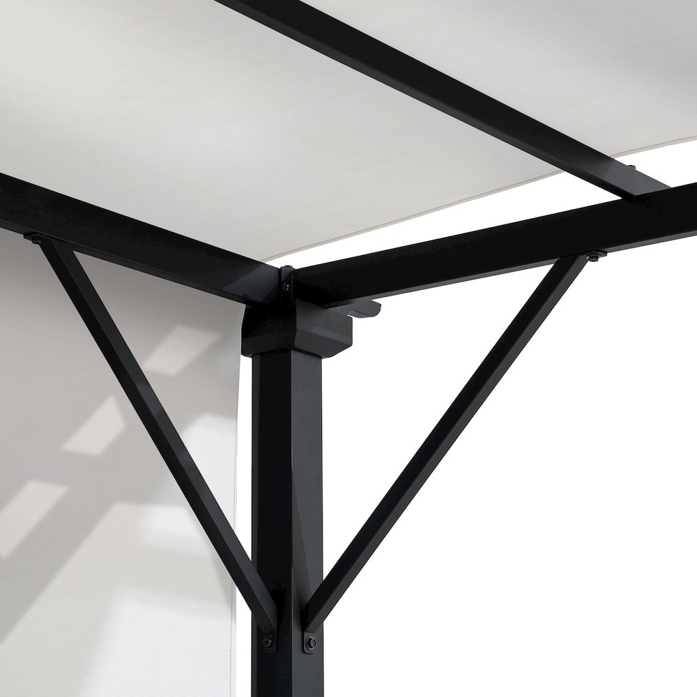 9 ft. x 9 ft. Black Steel Classic Pergola with Adjustable White Sling Shade. Picture 6