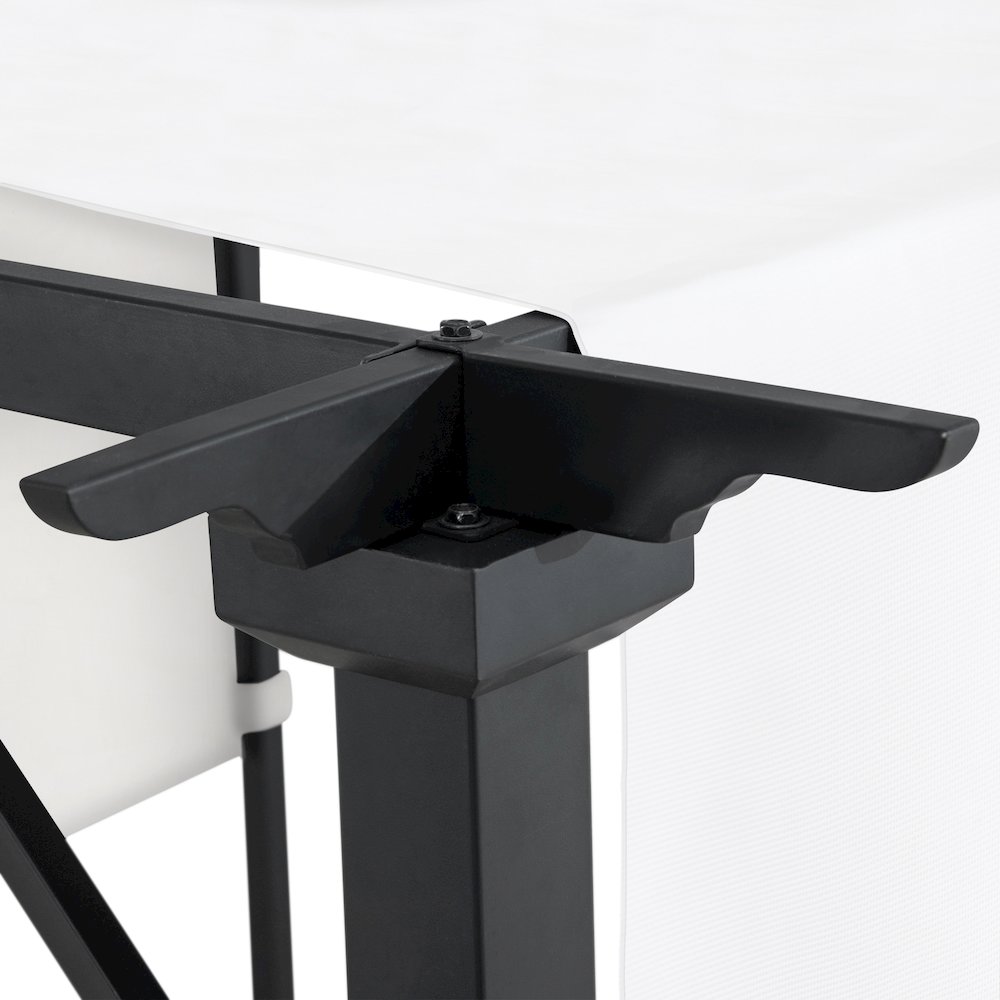 9 ft. x 9 ft. Black Steel Classic Pergola with Adjustable White Sling Shade. Picture 4