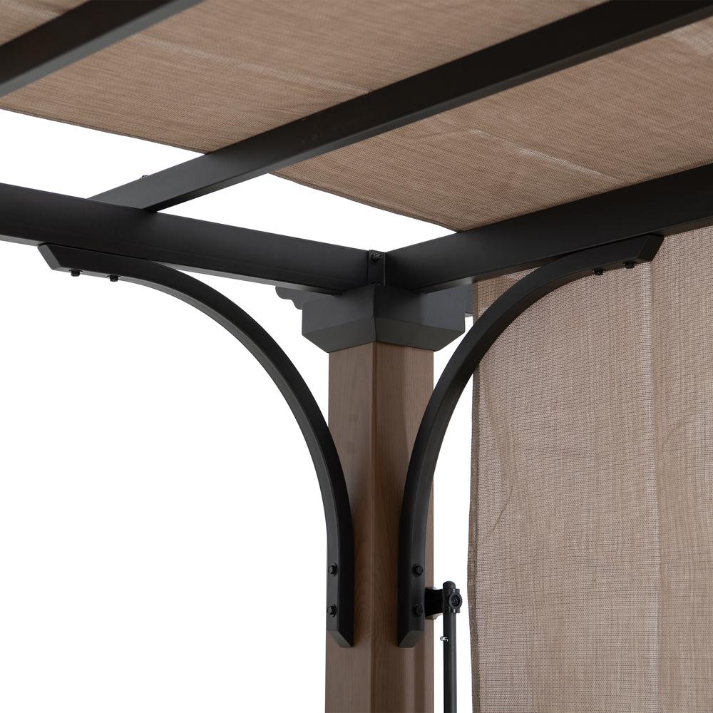 Sunjoy 11 x 11 ft Metal Pergola with Adjustable Tan Garden Shade. Picture 3