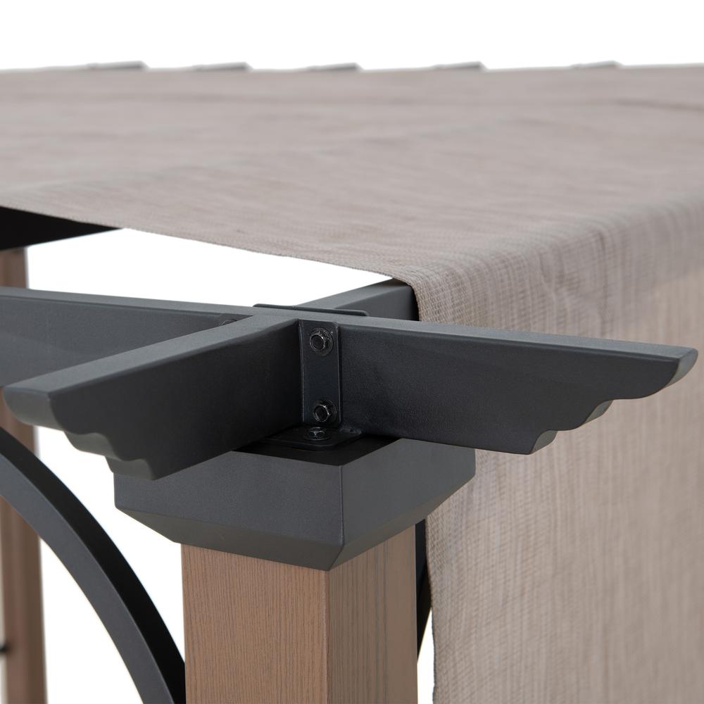 Sunjoy 11 x 11 ft Metal Pergola with Adjustable Tan Garden Shade. Picture 13