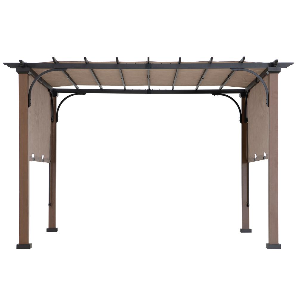 Sunjoy 11 x 11 ft Metal Pergola with Adjustable Tan Garden Shade. Picture 15