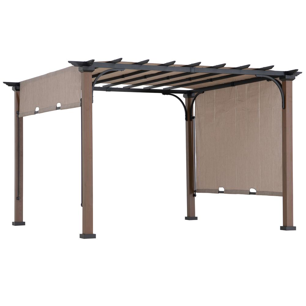 Sunjoy 11 x 11 ft Metal Pergola with Adjustable Tan Garden Shade. Picture 17