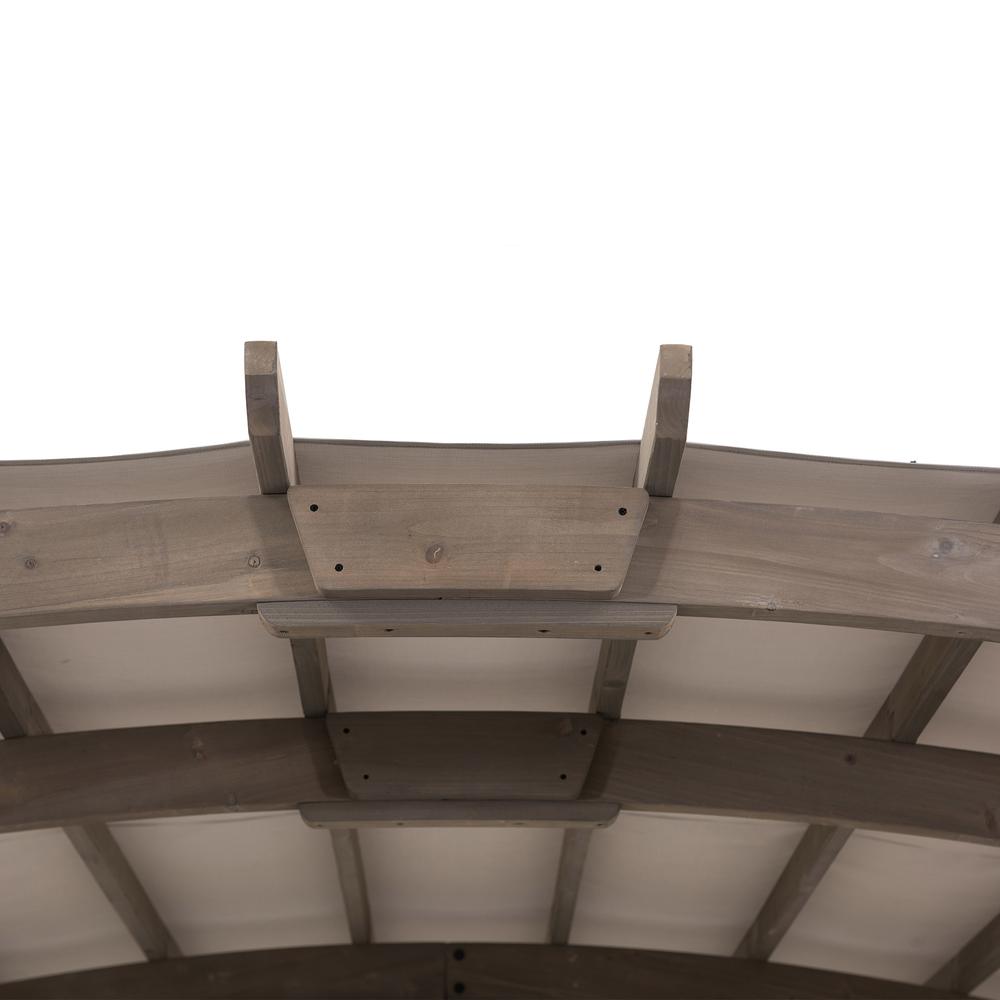 Outdoor Cedar Wood Framed Arched Pergola with weather-resistant canopy for Patio. Picture 3