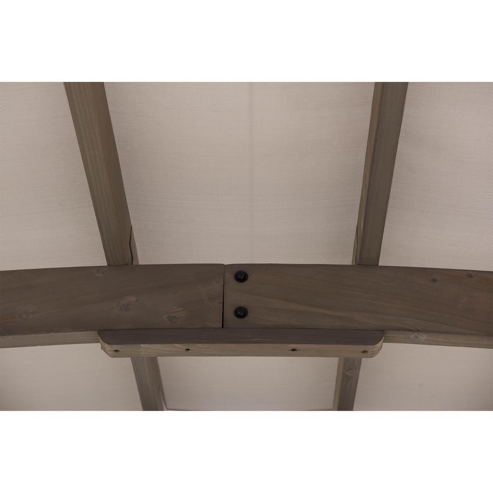 Outdoor Cedar Wood Framed Arched Pergola with weather-resistant canopy for Patio. Picture 7