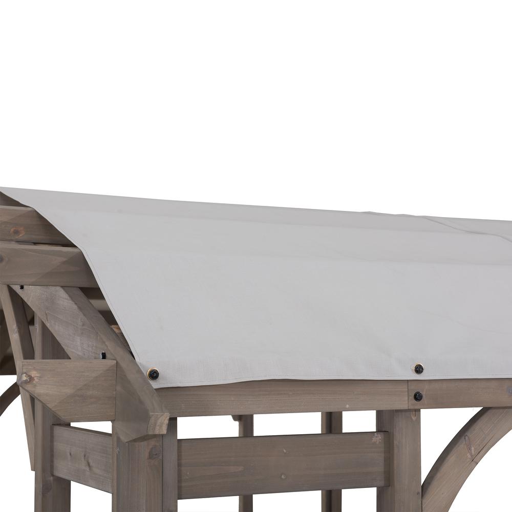 Outdoor Cedar Wood Framed Arched Pergola with weather-resistant canopy for Patio. Picture 10