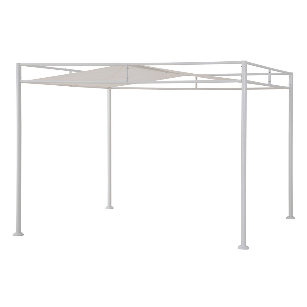 10 ft. x 10 ft. Patio Darkeford Metal Pergola With White Sling Fabric Canopy. Picture 1