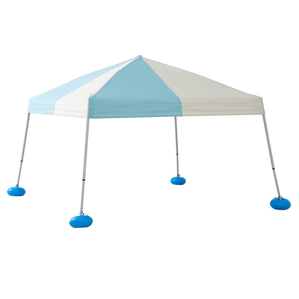 Grey and Light Blue Floating Pool Canopy Pop Up Gazebo & PVC Floats and Air Pump. Picture 1
