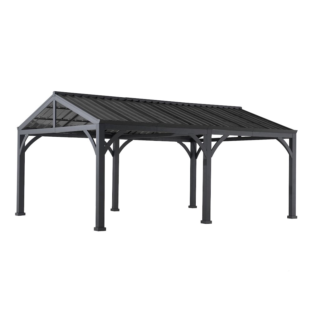Newville Heavy Duty Outdoor Carport with Polycarbonate Gable Roof. Picture 1