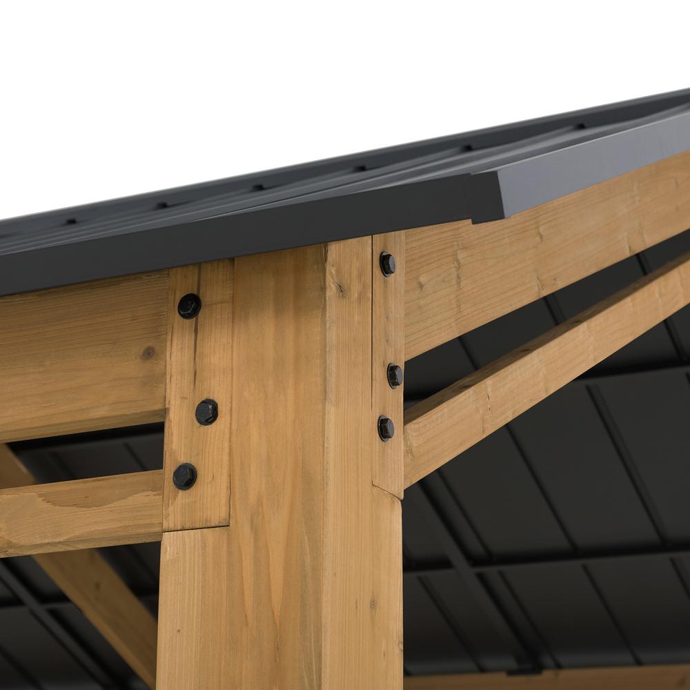 Cedar Wood Frame Carport Outdoor Patio Hardtop Gazebo. Picture 3