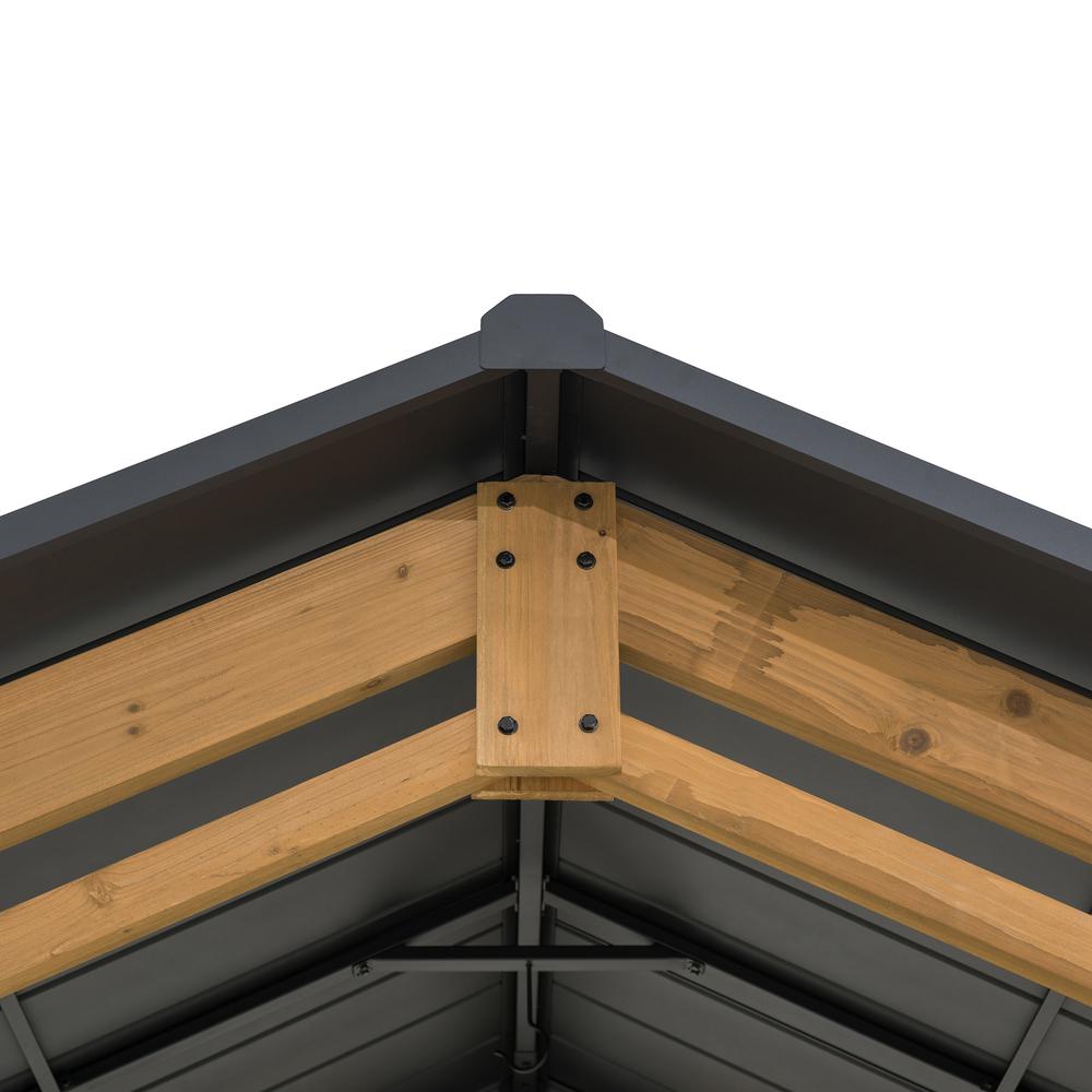 Cedar Wood Frame Carport Outdoor Patio Hardtop Gazebo. Picture 4