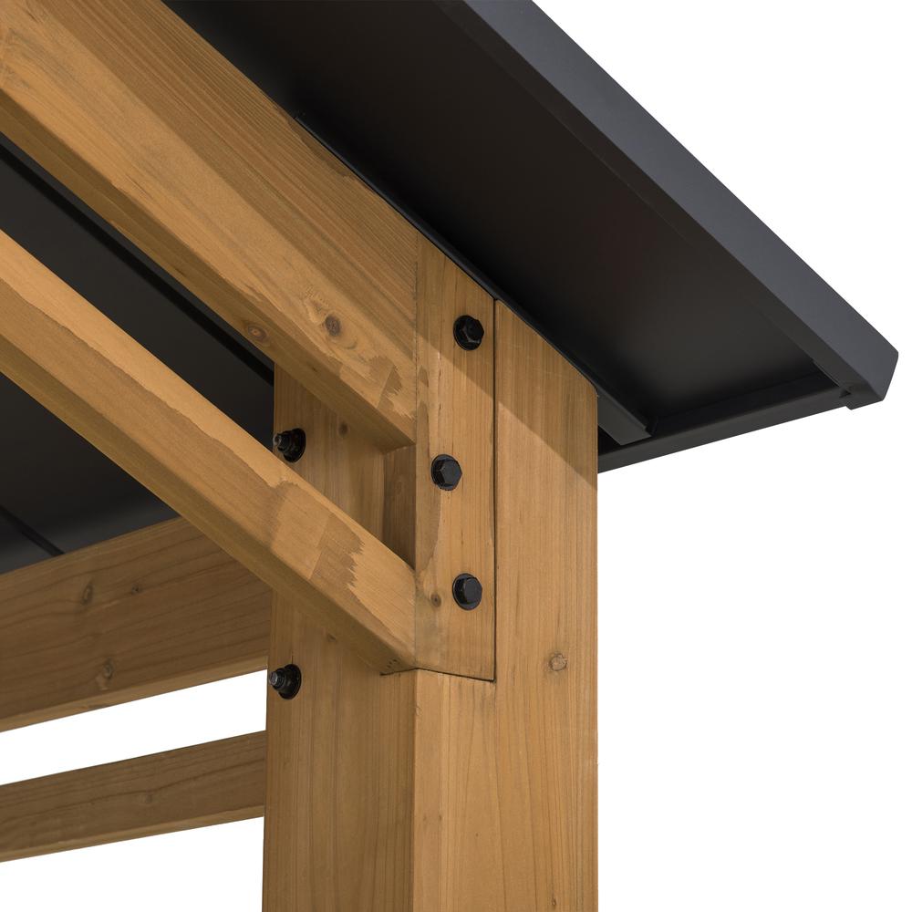 Cedar Wood Frame Carport Outdoor Patio Hardtop Gazebo. Picture 6