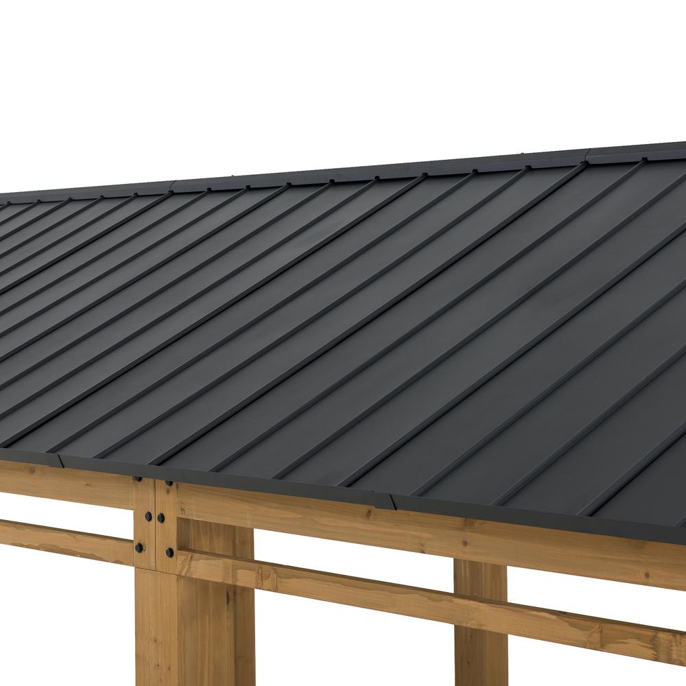 Cedar Wood Frame Carport Outdoor Patio Hardtop Gazebo. Picture 12
