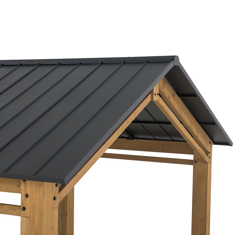 Cedar Wood Frame Carport Outdoor Patio Hardtop Gazebo. Picture 13