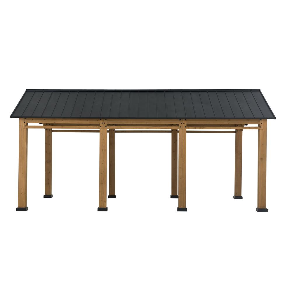 Cedar Wood Frame Carport Outdoor Patio Hardtop Gazebo. Picture 17