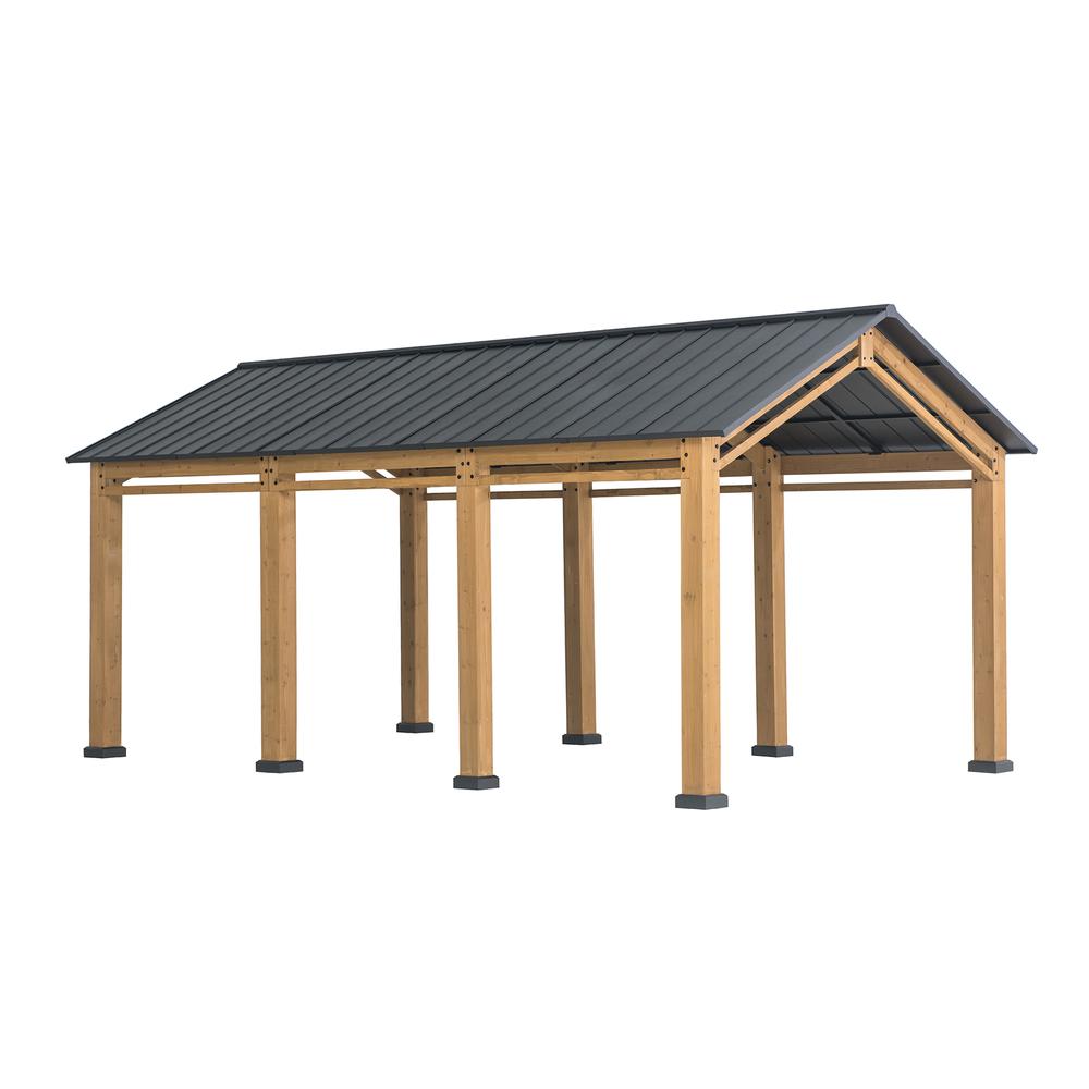 Cedar Wood Frame Carport Outdoor Patio Hardtop Gazebo. Picture 18