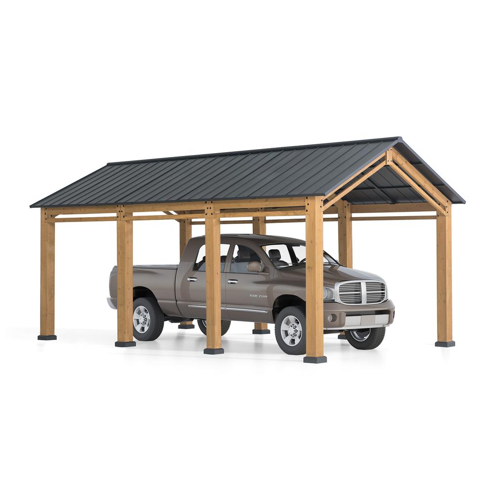 Cedar Wood Frame Carport Outdoor Patio Hardtop Gazebo. Picture 19