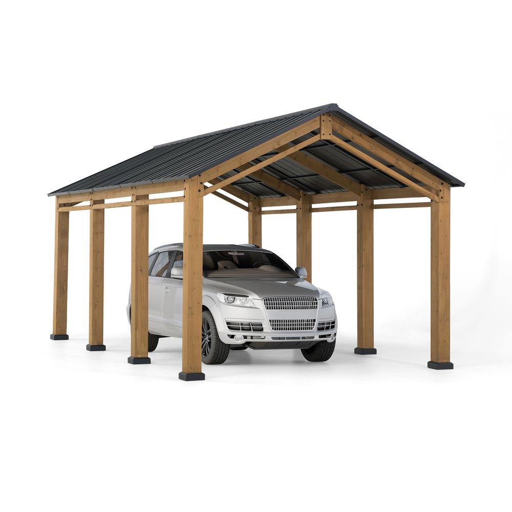 Cedar Wood Frame Carport Outdoor Patio Hardtop Gazebo. Picture 20