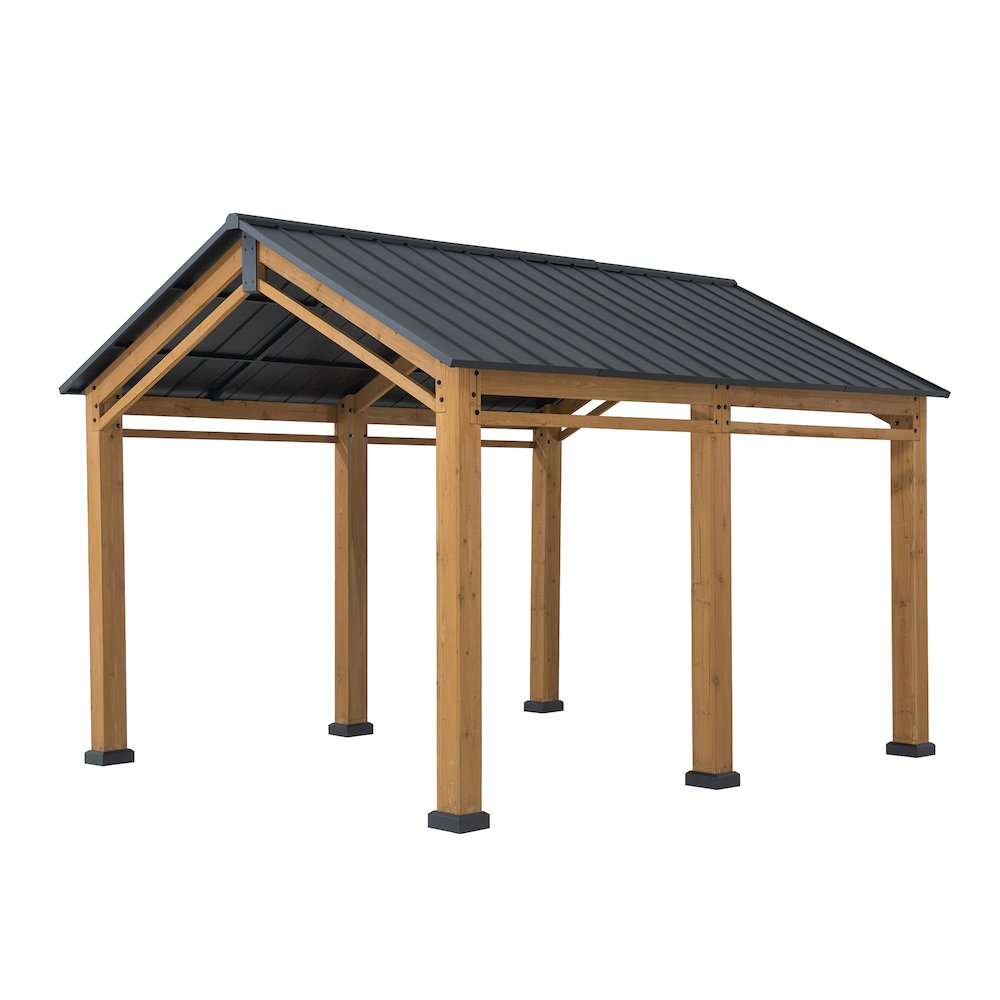 Outdoor Gazebo, Heavy Duty Garage Car Shelter with Powder-Coated Steel Roof. Picture 1