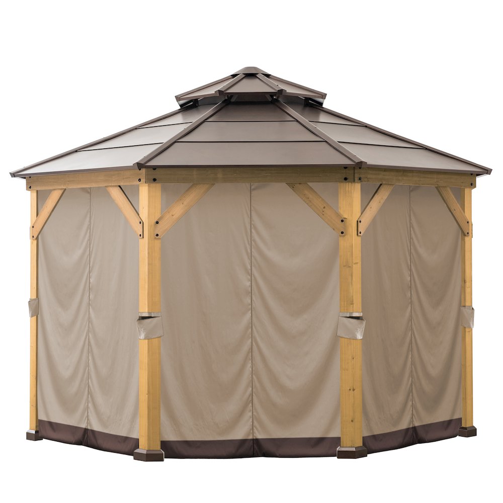 Polyester Gazebo Curtain 8-Panel Screen Walls Outdoor Patio 13 ft. x 13 Gazebo. Picture 1