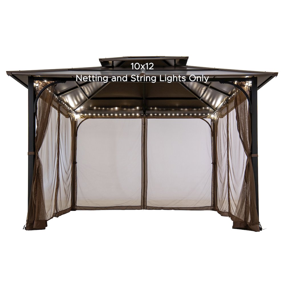 Netting for 10ft. x 12ft. Hardtop Gazebo with White LED lights. Picture 1