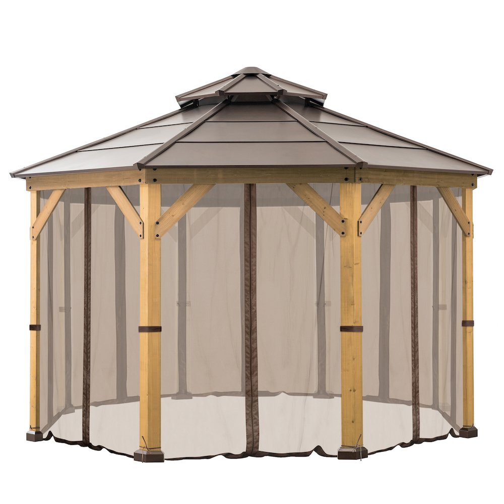 Gazebo Polyester Mosquito Netting 8-Panel Screen Walls for 13 ft. x 13 ft Gazebo. Picture 1