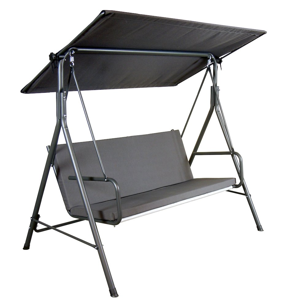 2-Seat Patio Metal Proch Swing With Adjustable Canopy. Picture 1