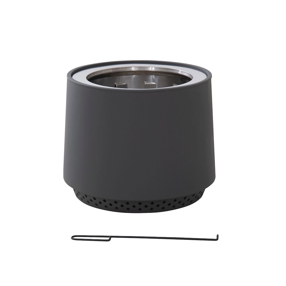 Stainless Steel Wood-Burning Smokeless Fire Pit with PVC Cover and Poker, Grey. Picture 1