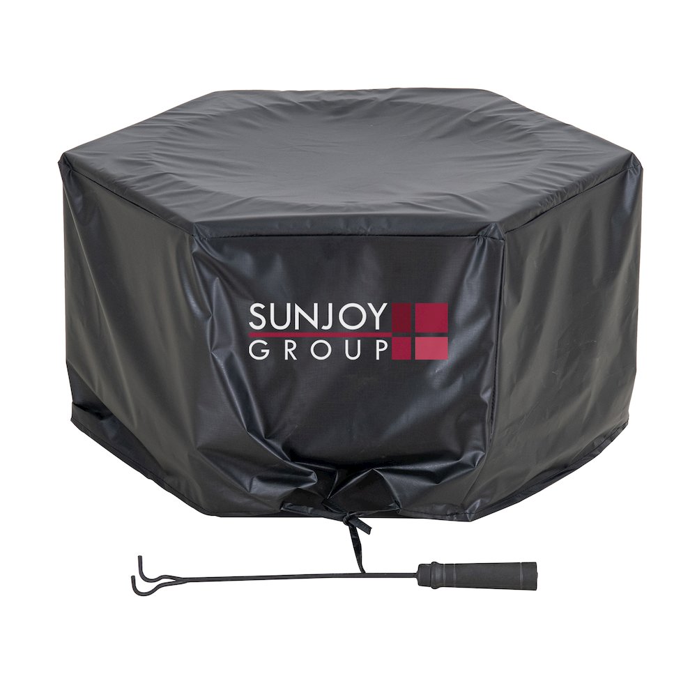 Lawrence 28. Black Steel Wood Burning Outdoor Smokeless Fire Pit with PVC Cover. Picture 5