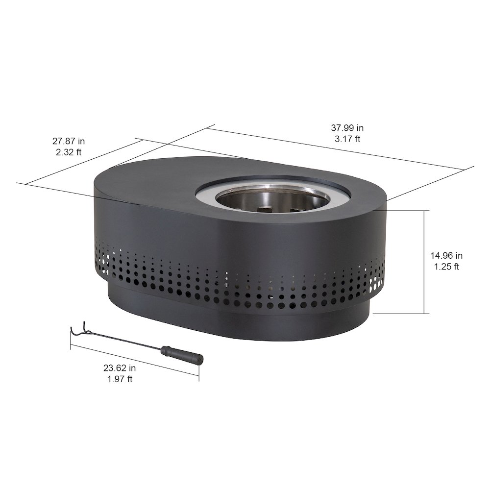 Lawrence 38. Black Steel Wood Burning Outdoor Smokeless Fire Pit with PVC Cover. Picture 2