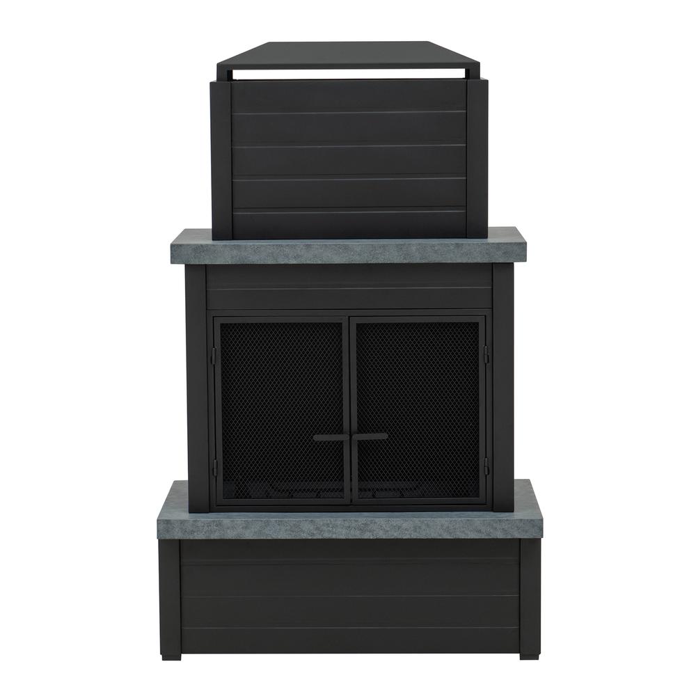 Wood Burning Fireplace –  Outdoor Steel Fireplace with Chimney, Log Holders. Picture 2