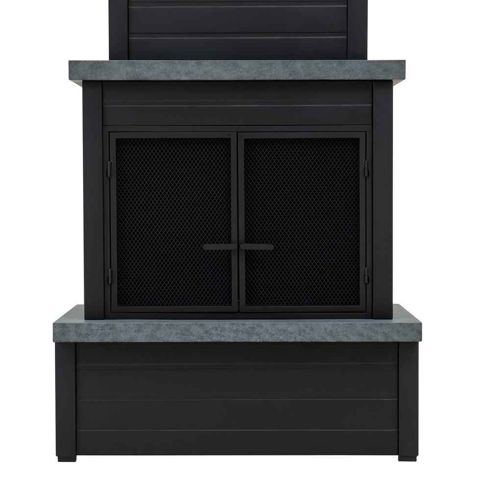 Wood Burning Fireplace –  Outdoor Steel Fireplace with Chimney, Log Holders. Picture 18