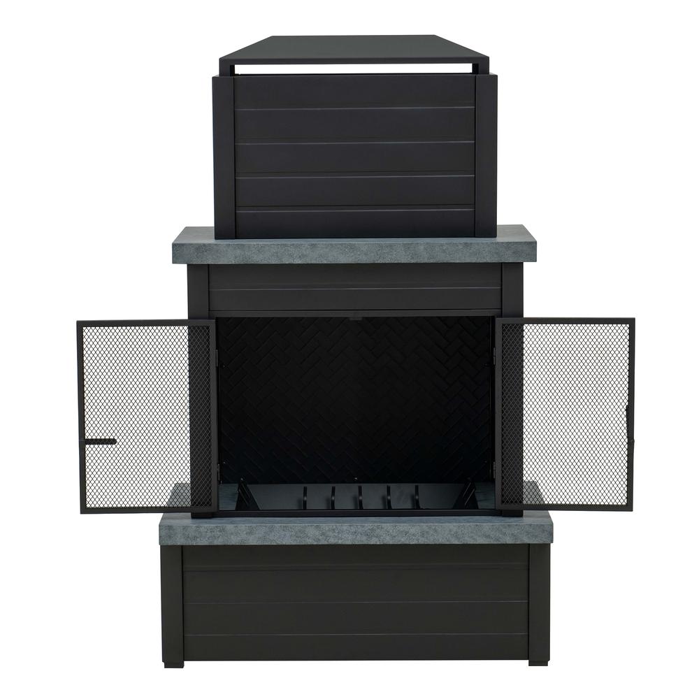 Wood Burning Fireplace –  Outdoor Steel Fireplace with Chimney, Log Holders. Picture 20