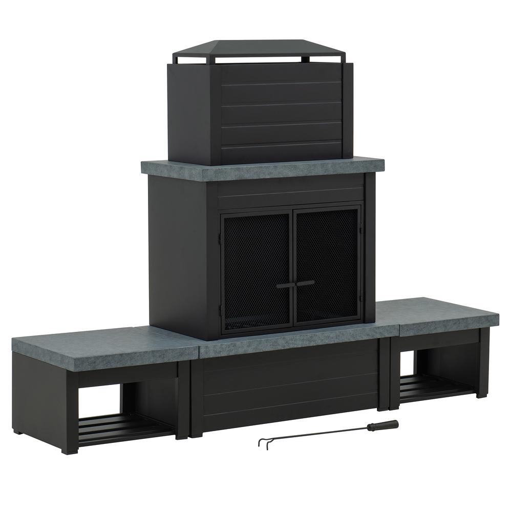 Wood Burning Fireplace –  Outdoor Steel Fireplace with Chimney, Log Holders. Picture 38