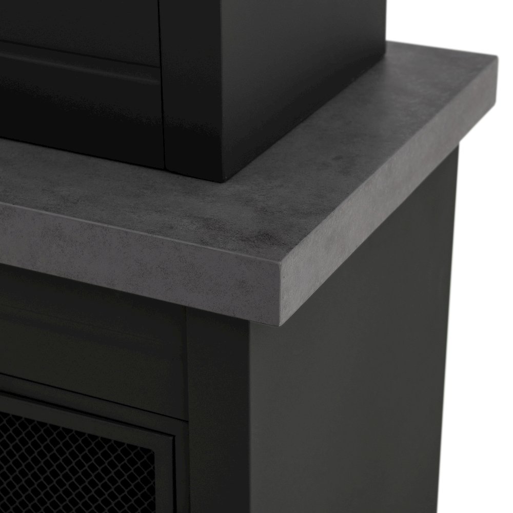 Wood Burning Fireplace-Matte Black Outdoor Steel Fireplace with Chimney. Picture 4