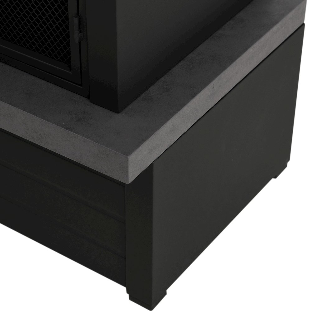 Wood Burning Fireplace-Matte Black Outdoor Steel Fireplace with Chimney. Picture 5
