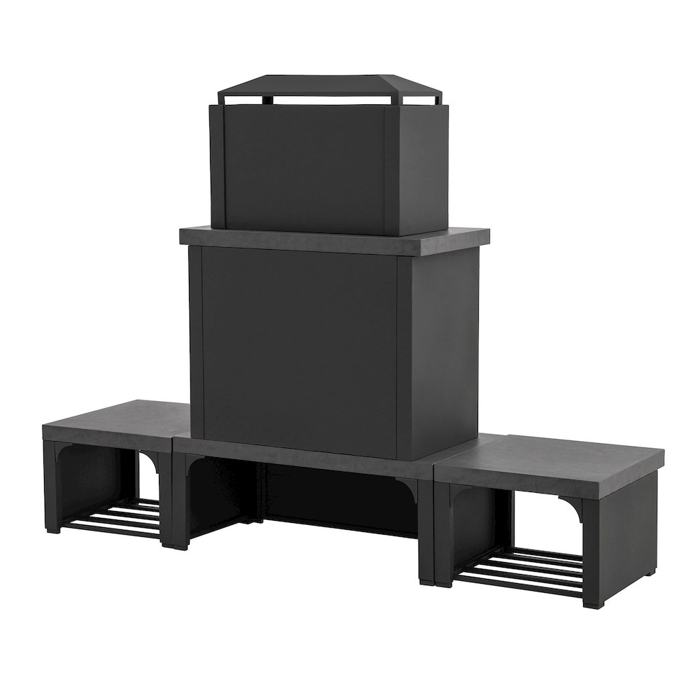 Wood Burning Fireplace-Matte Black Outdoor Steel Fireplace with Chimney. Picture 7